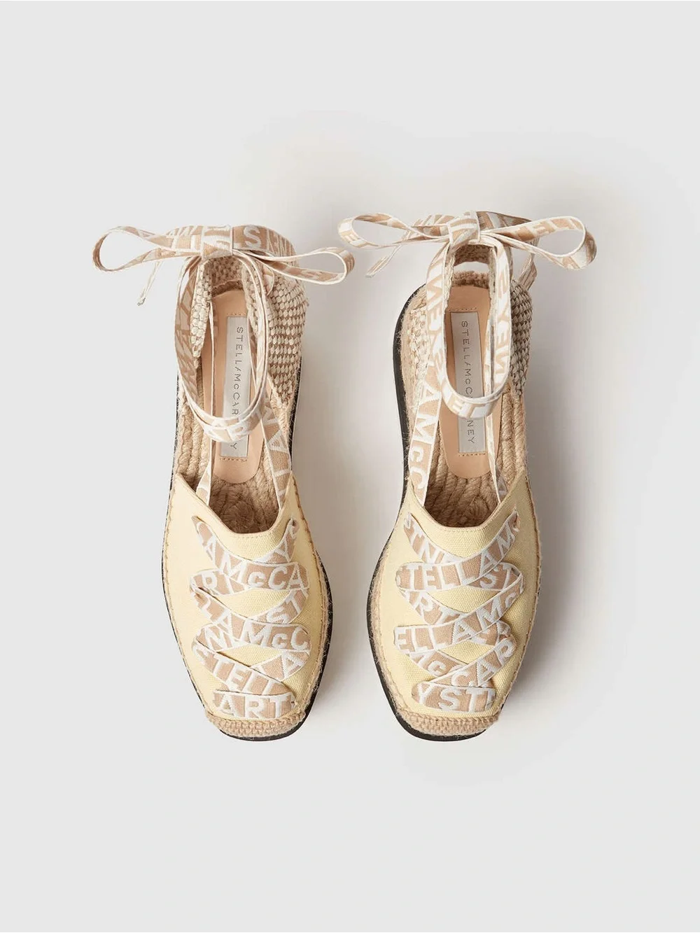 Stella McCartney Gaia Logo Canvas Platform Espadrilles